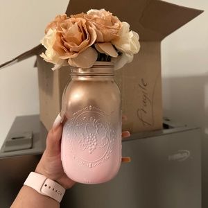 Gold and pink flower vase